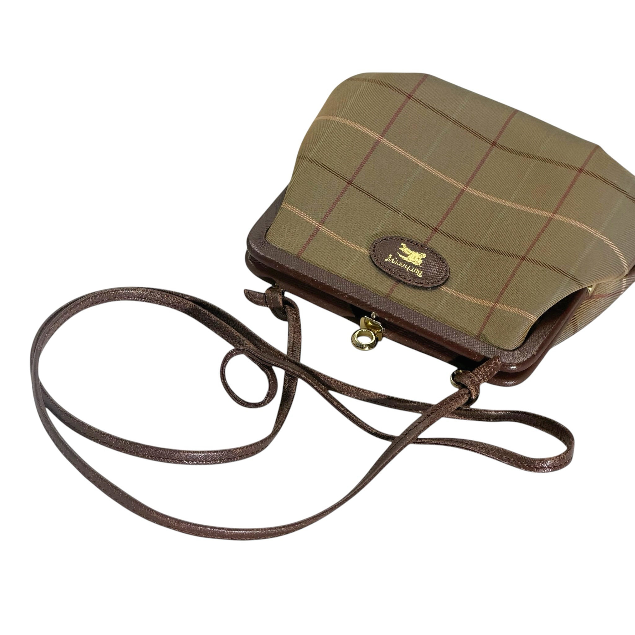 Burberry Vintage Check Leather Strap Kiss Lock Bag - Image 7