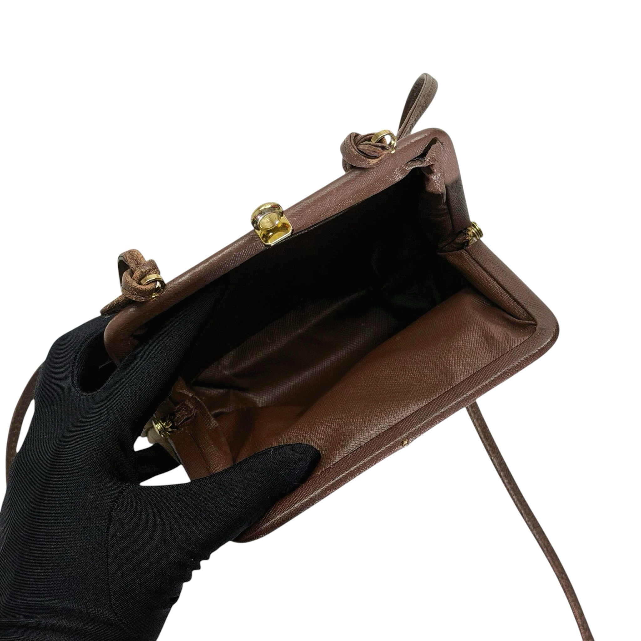 Burberry Vintage Check Leather Strap Kiss Lock Bag - Image 9