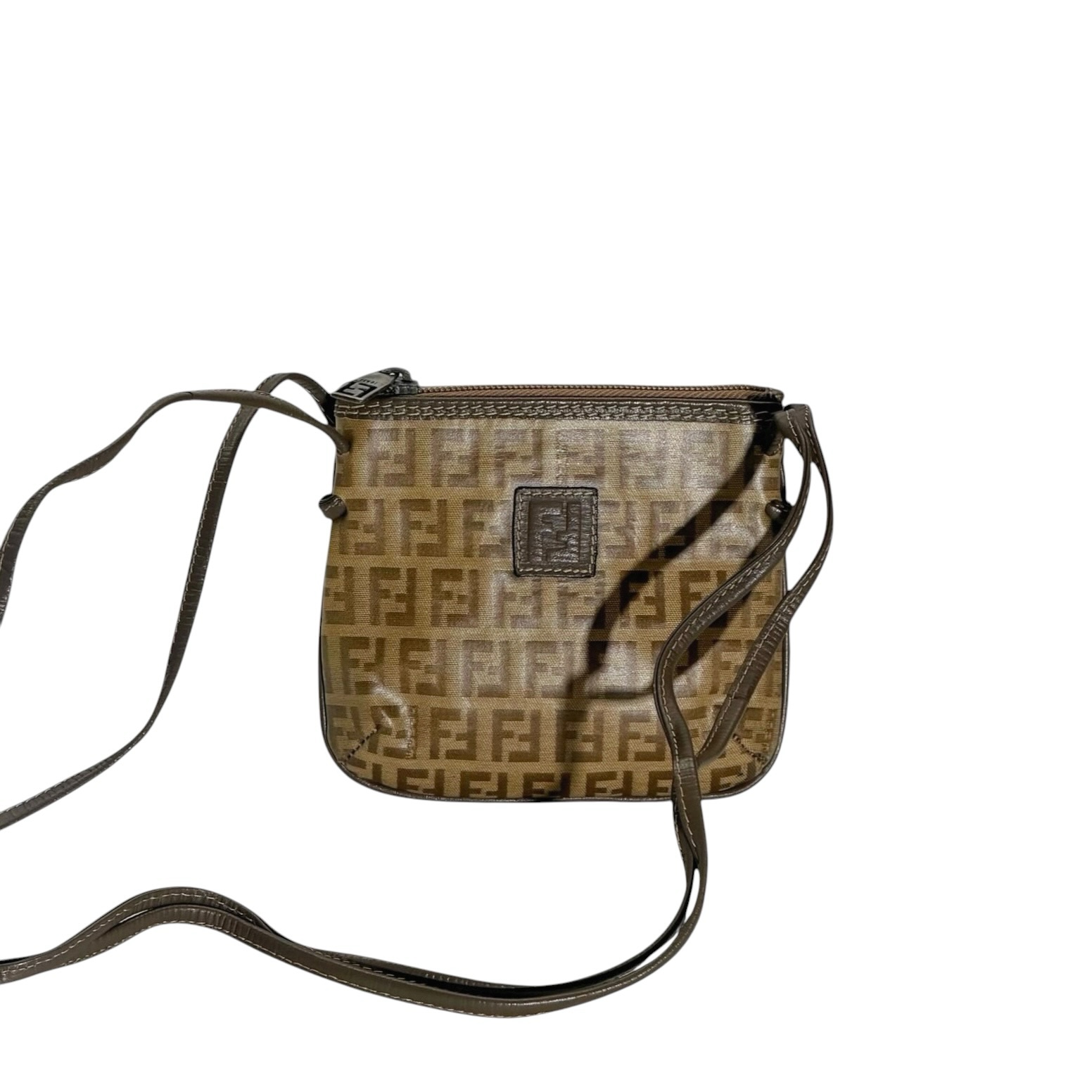 Fendi FF Leather Strap Mini Crossbody Bag