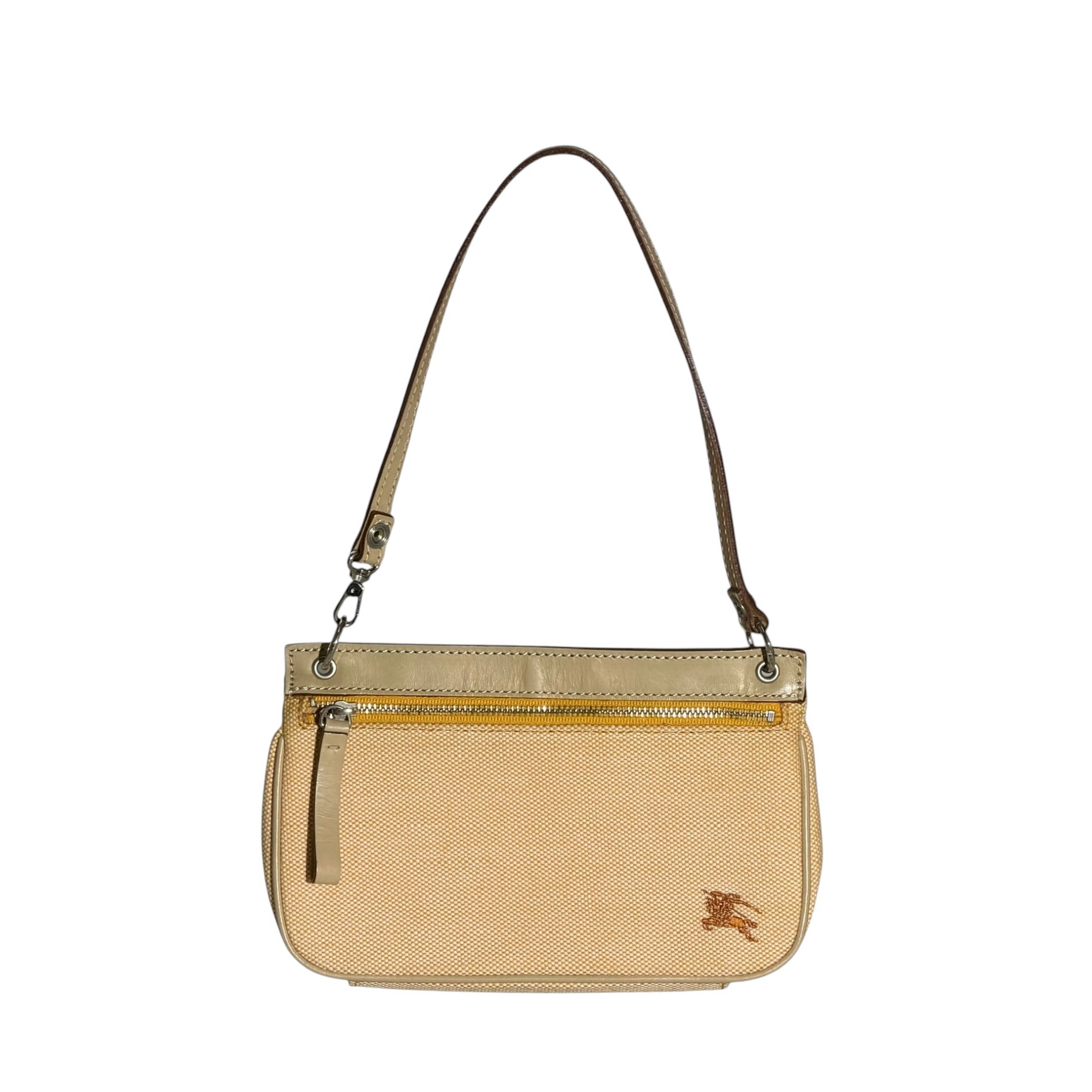 Burberry Leather Strap Canvas Handbag