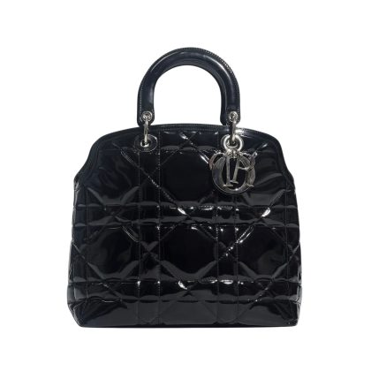 Dior Cannage Quitted Patent Leather Grarville Tote Bag