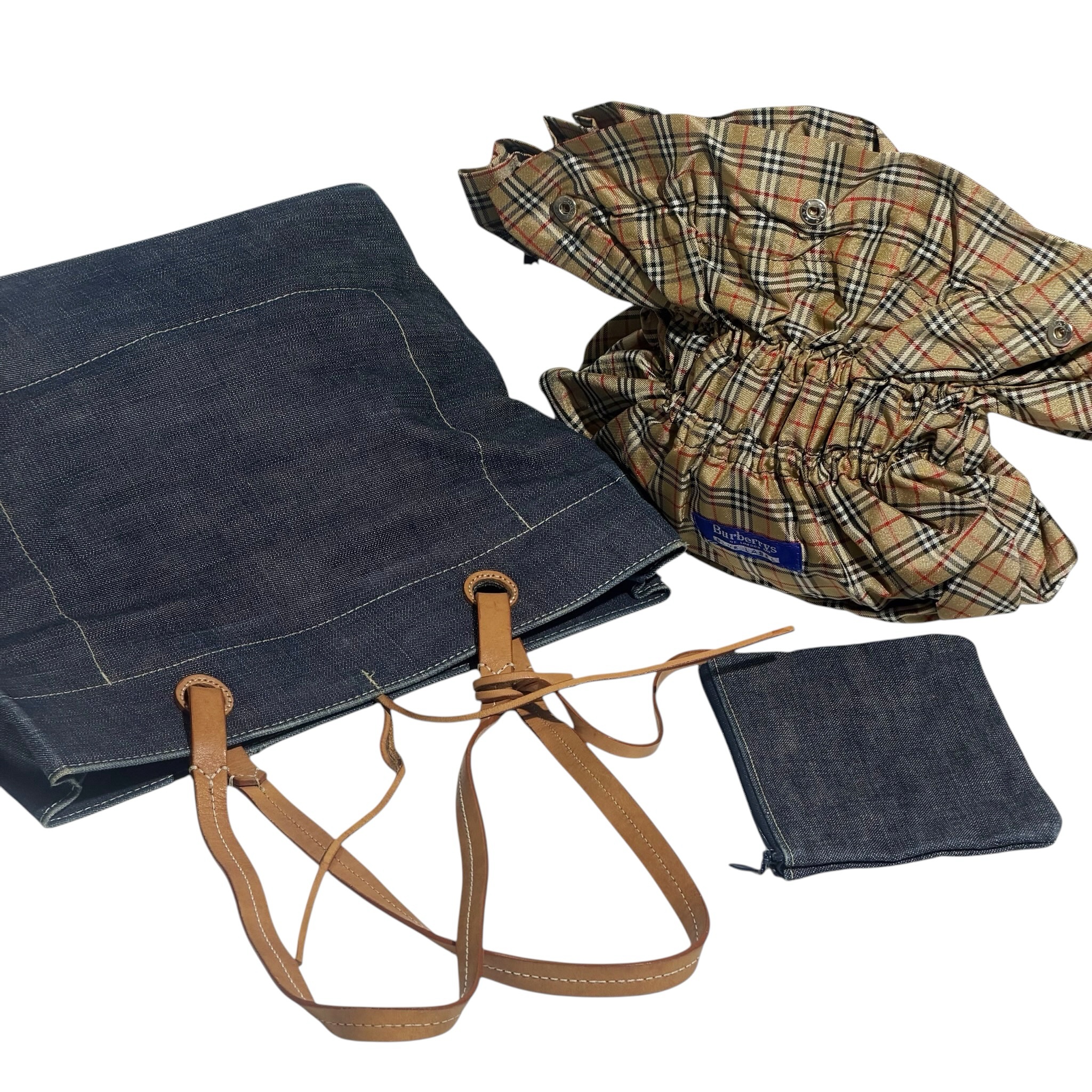 Burberry 3 in 1 Leather Strap Denim Tote Bag - Image 7