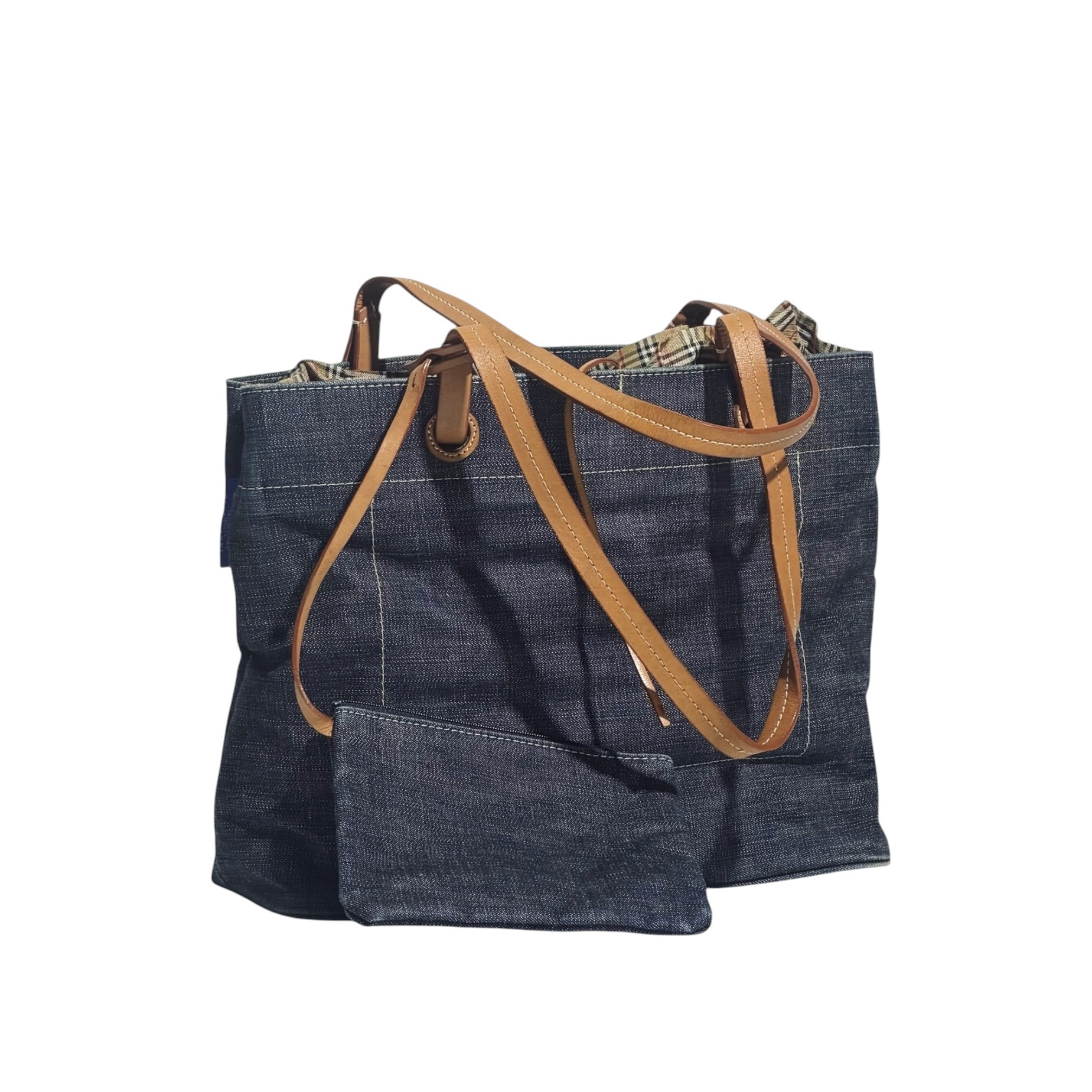 Burberry 3 in 1 Leather Strap Denim Tote Bag - Image 8