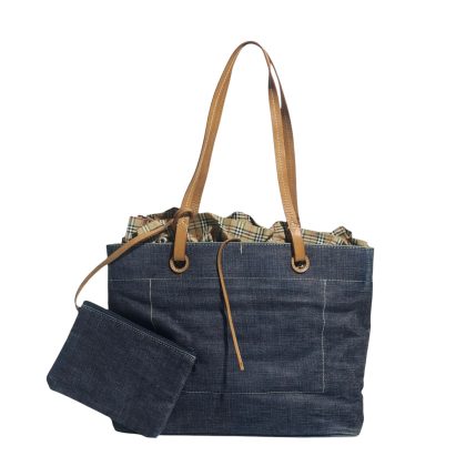 Burberry 3 in 1 Leather Strap Denim Tote Bag