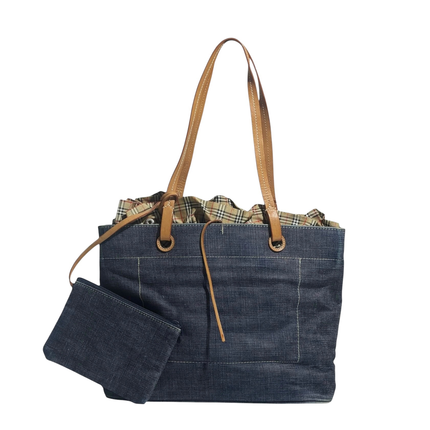 Burberry 3 in 1 Leather Strap Denim Tote Bag