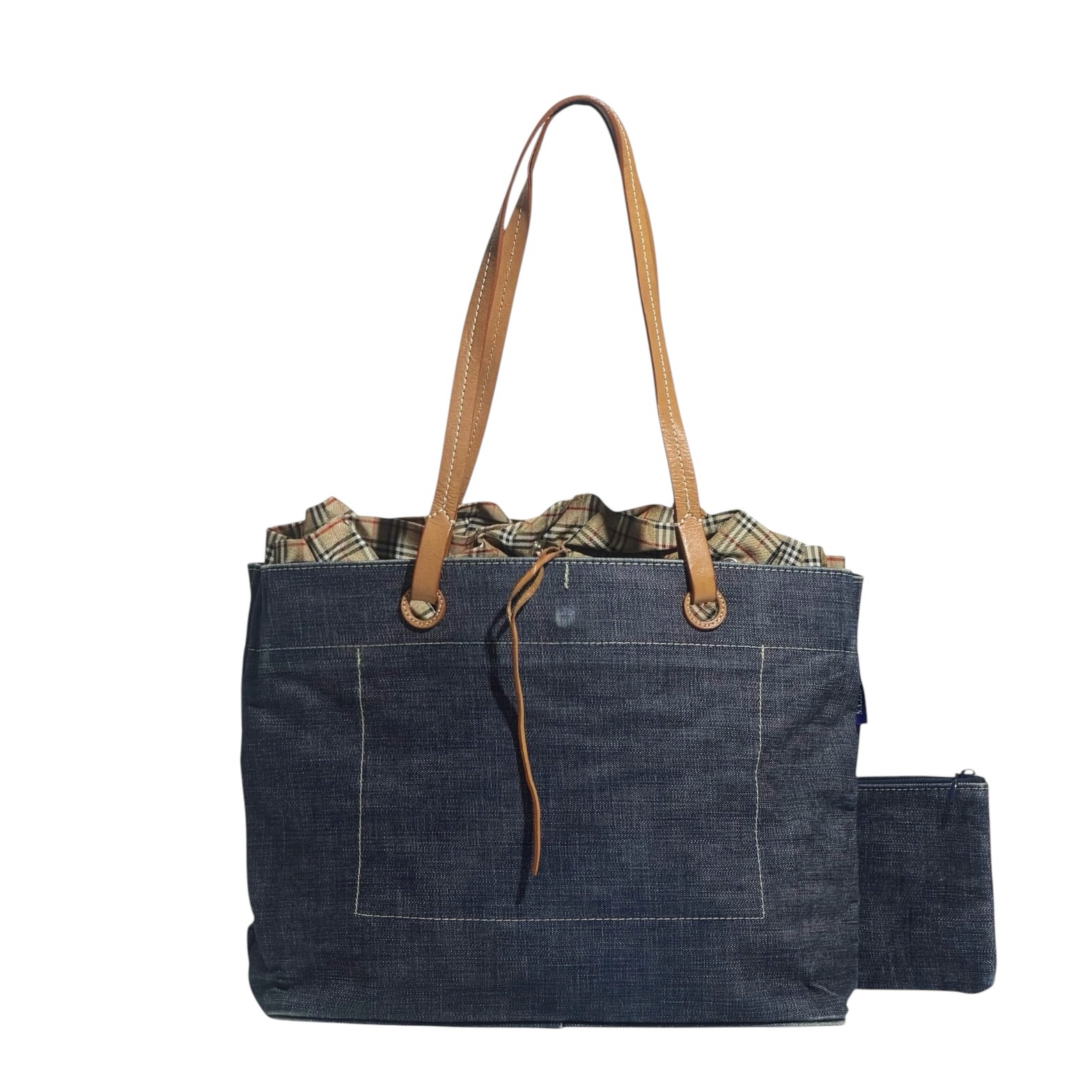Burberry 3 in 1 Leather Strap Denim Tote Bag - Image 2