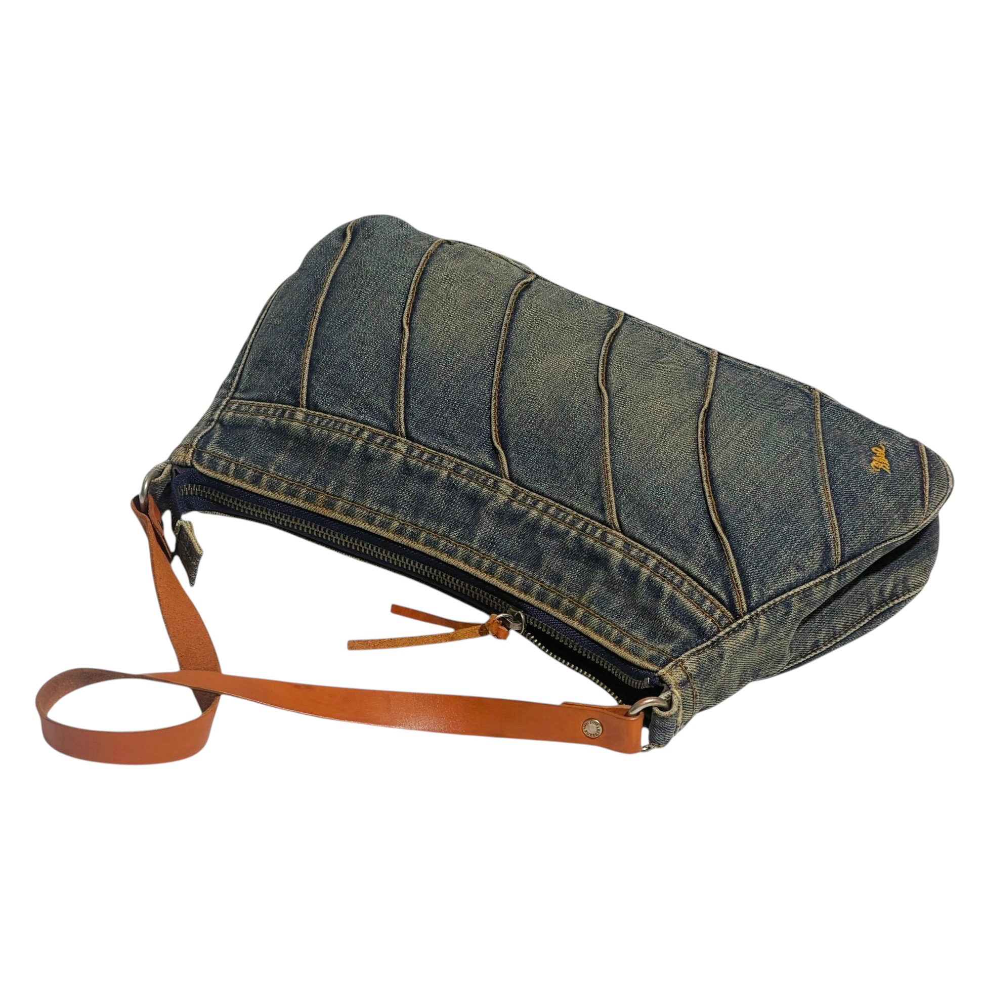 Burberry Leather Strap Denim Hobo - Image 7