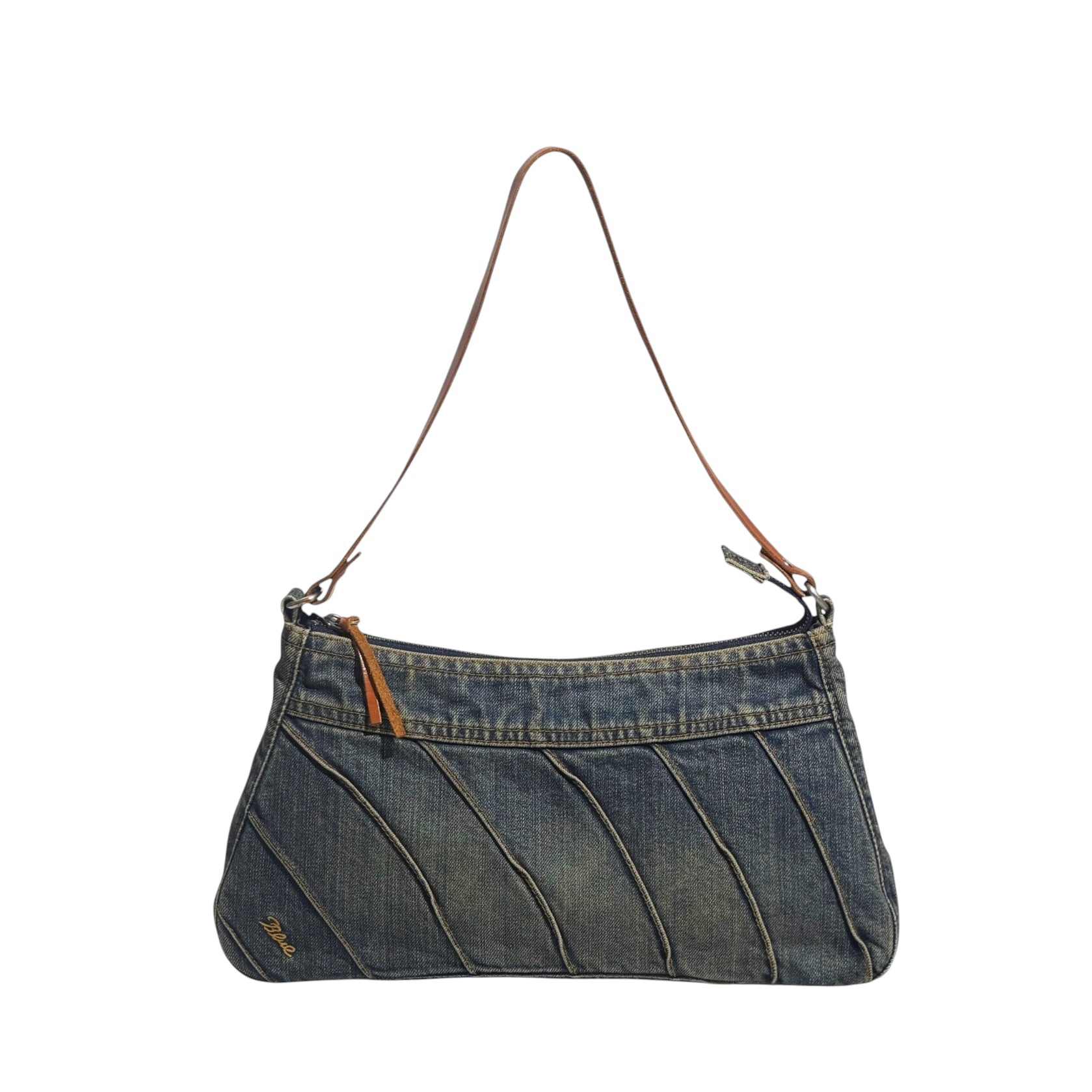 Burberry Leather Strap Denim Hobo