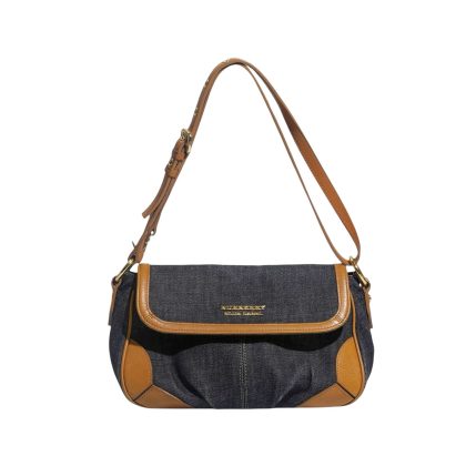 Burberry Leather Strap Denim Three Way Bag