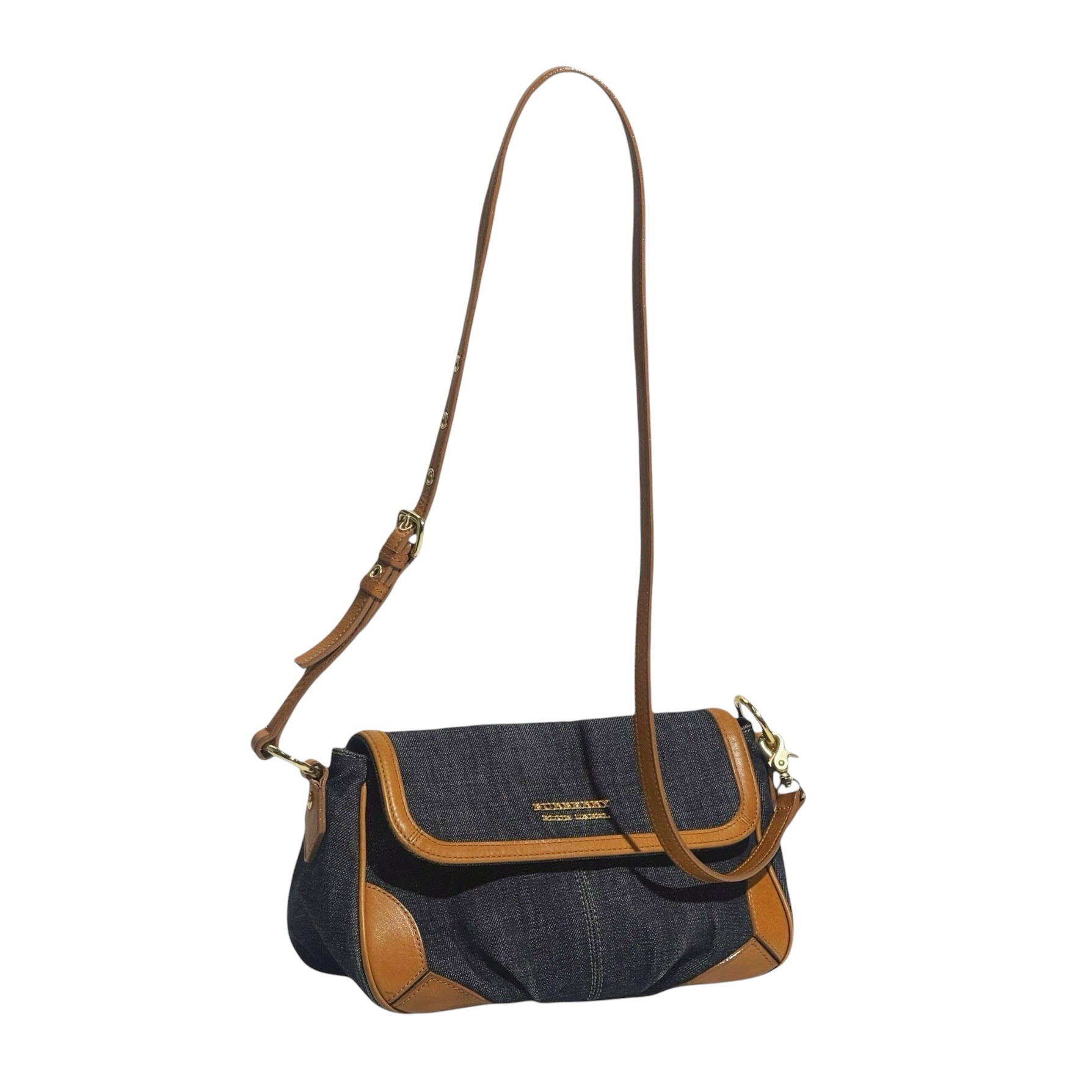 Burberry Leather Strap Denim Three Way Bag - Image 3