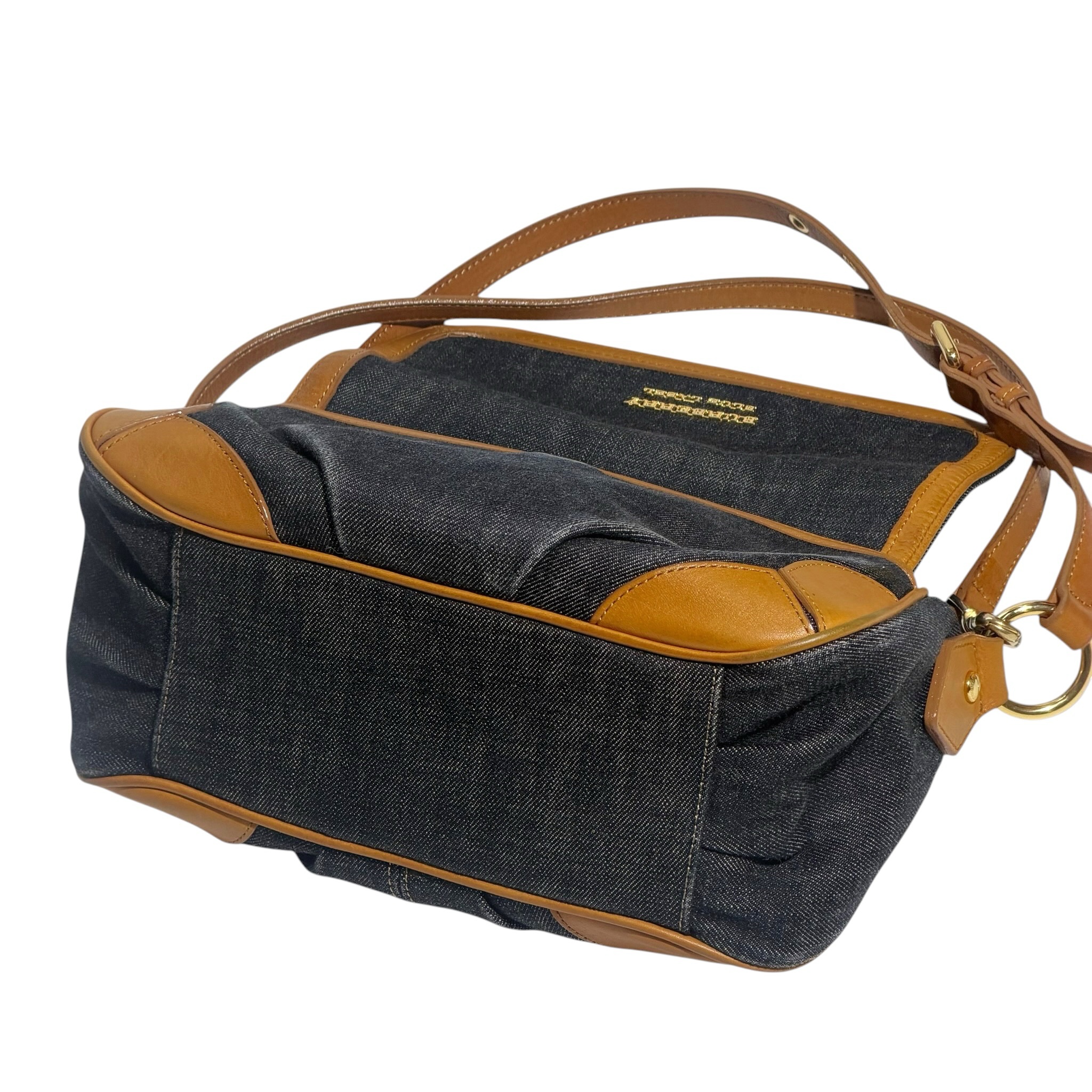 Burberry Leather Strap Denim Three Way Bag - Image 6