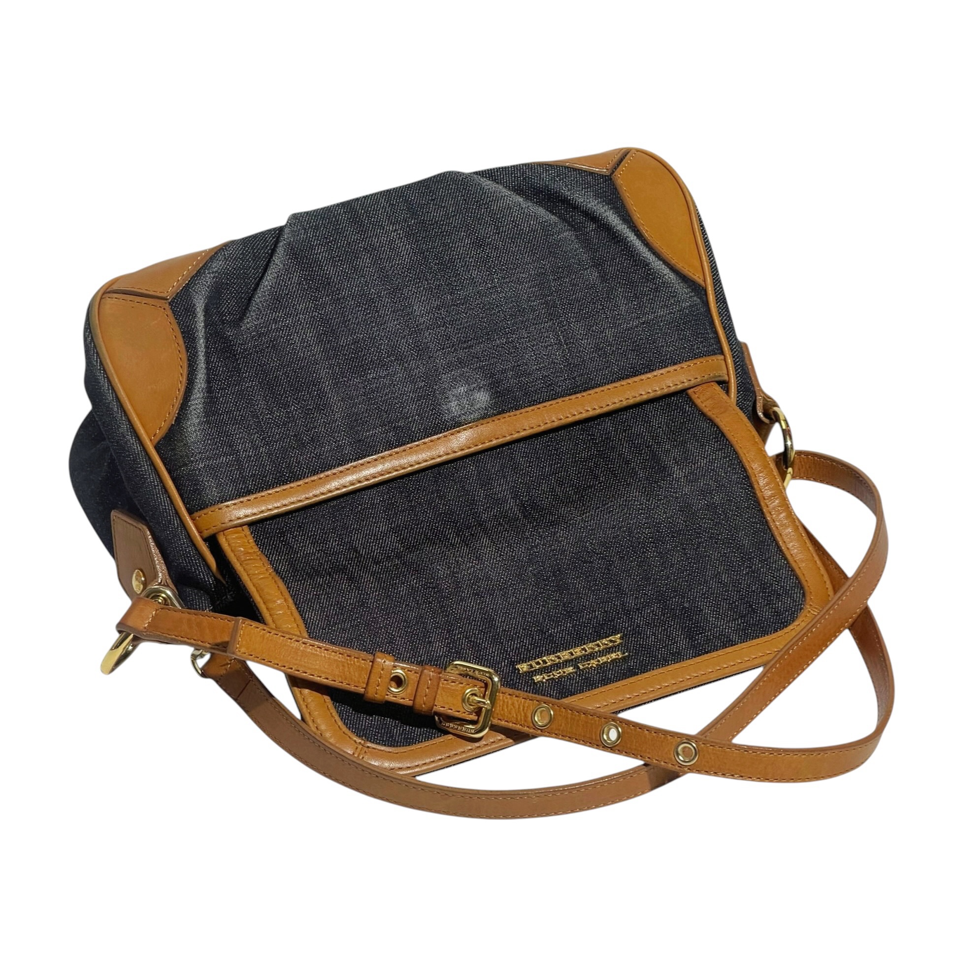 Burberry Leather Strap Denim Three Way Bag - Image 7