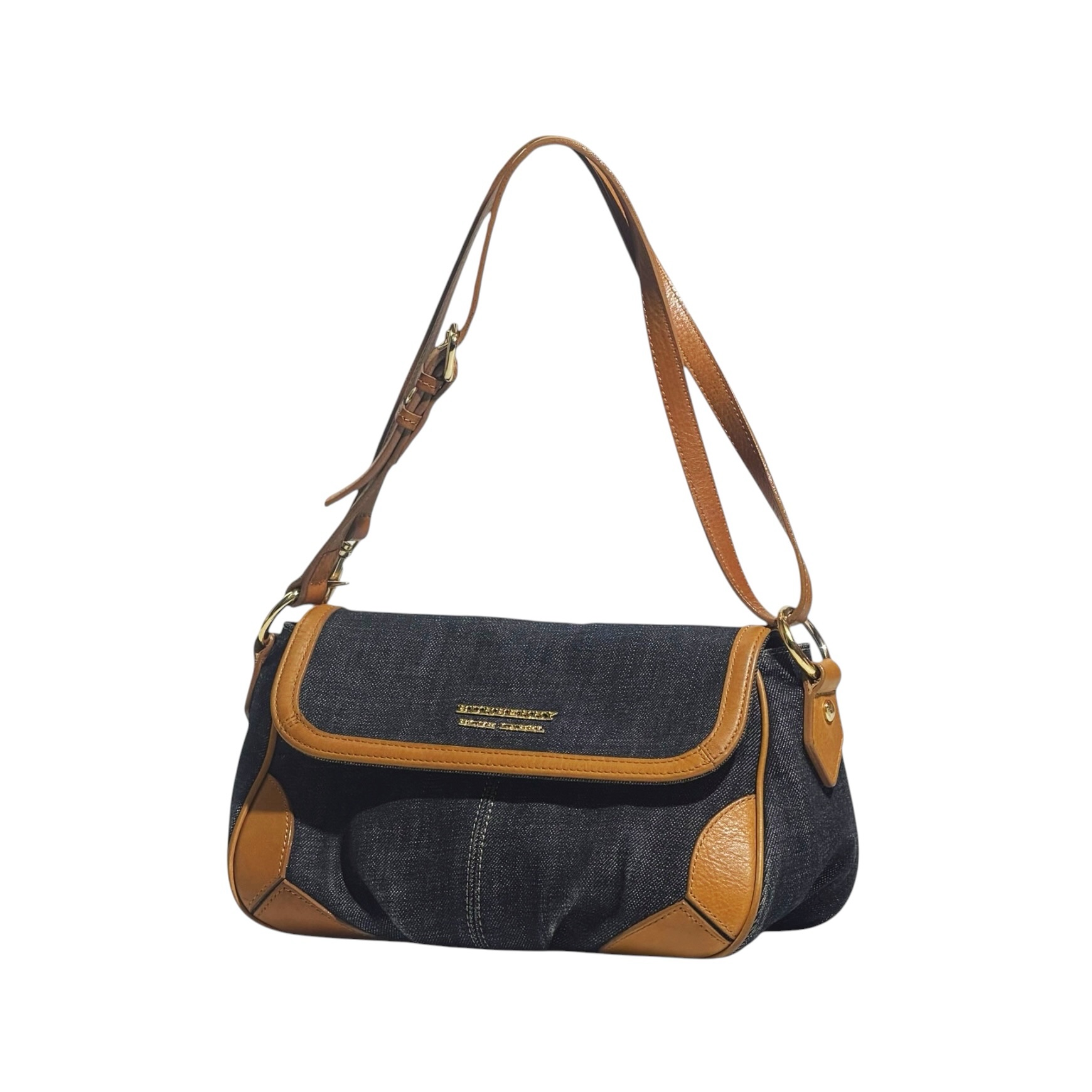 Burberry Leather Strap Denim Three Way Bag - Image 8