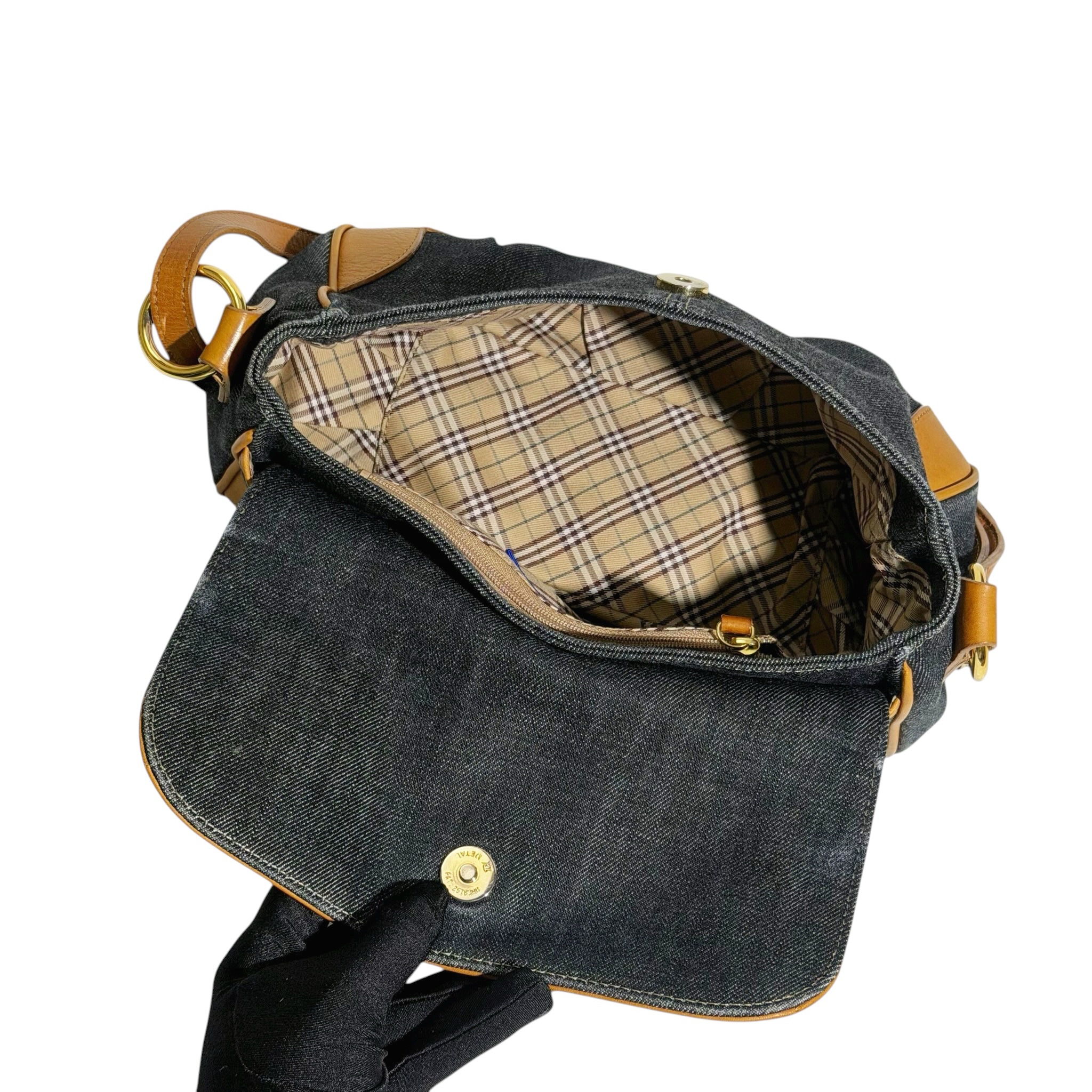 Burberry Leather Strap Denim Three Way Bag - Image 9