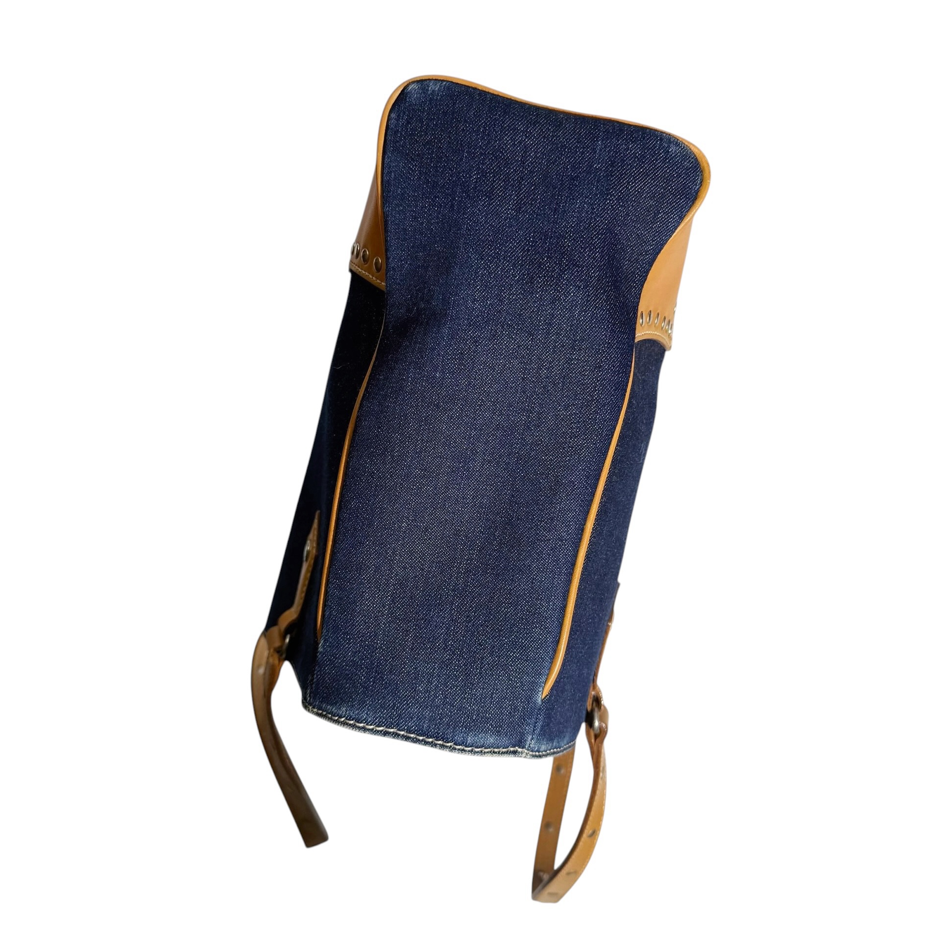 Burberry Studded Leather Strap Denim Tote Bag - Image 4