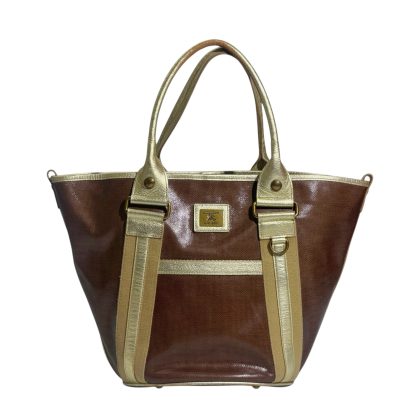 Burberry Metallic Strap Canvas PVC Tote Bag