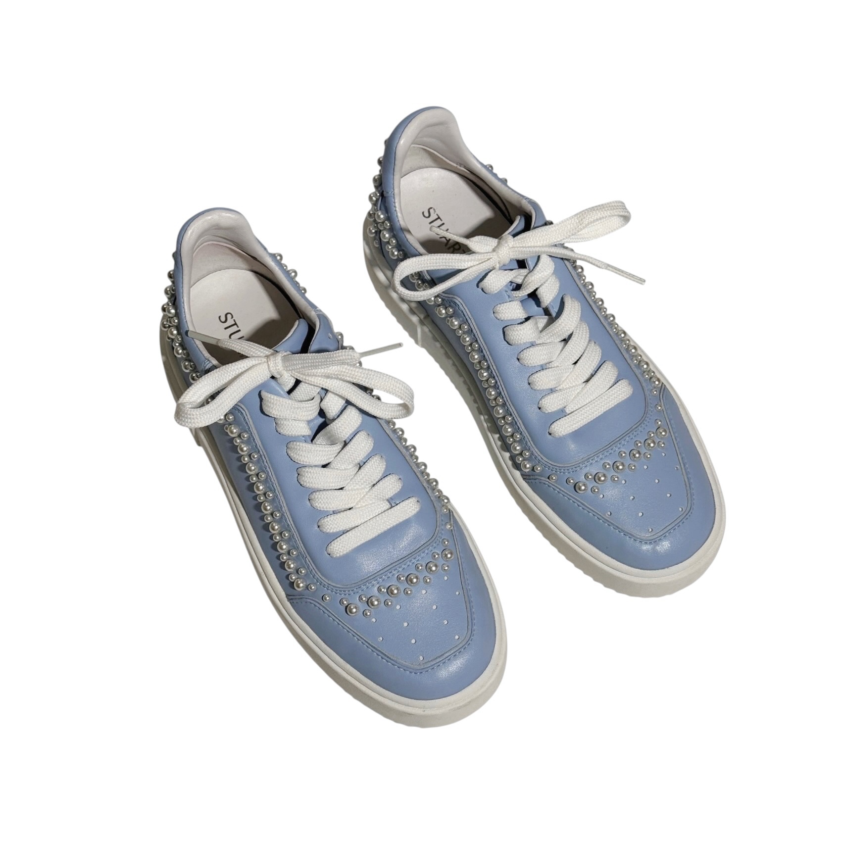 Stuart Weitzman Studded Pearls Leather Sneakers 37 - Image 2