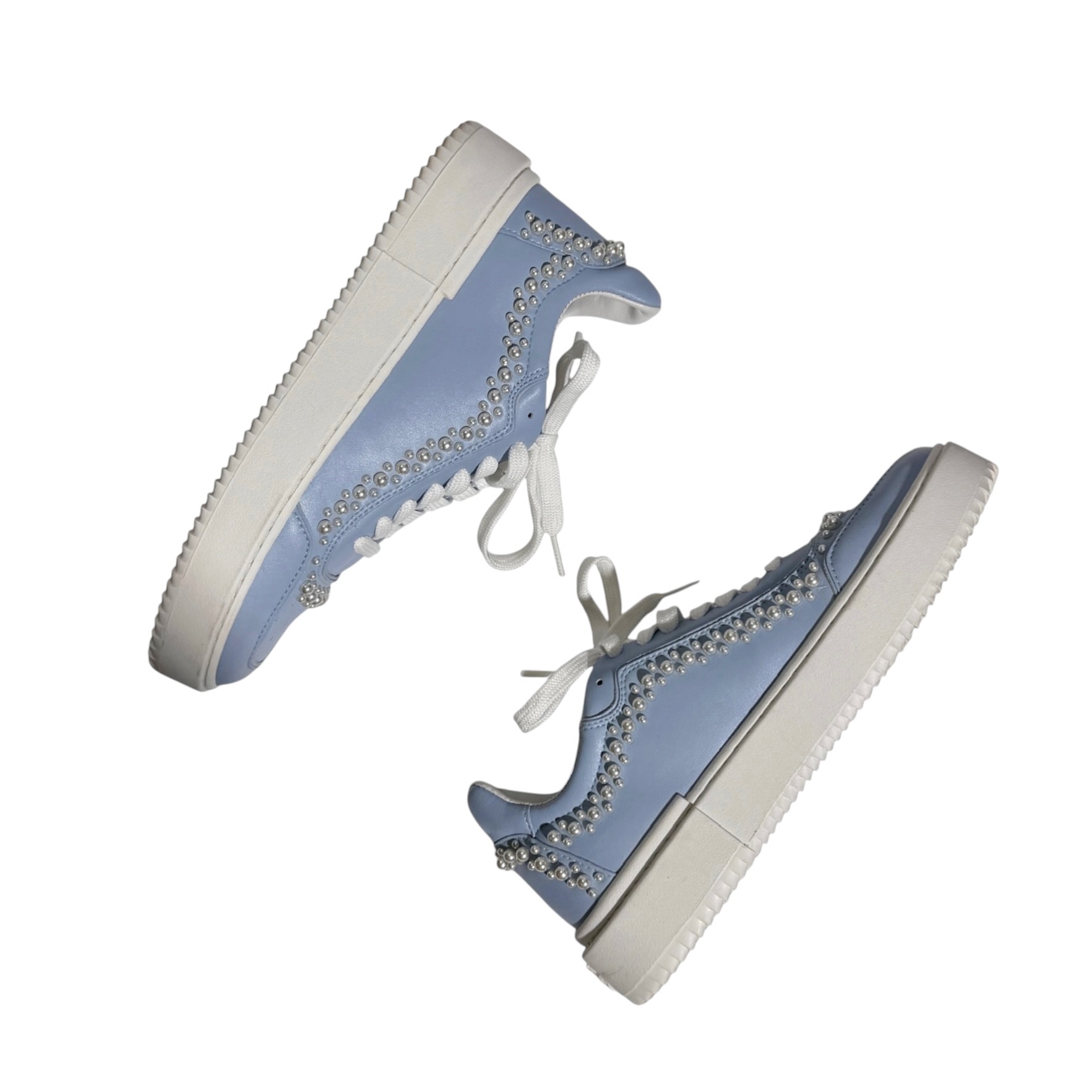 Stuart Weitzman Studded Pearls Leather Sneakers 37 - Image 3