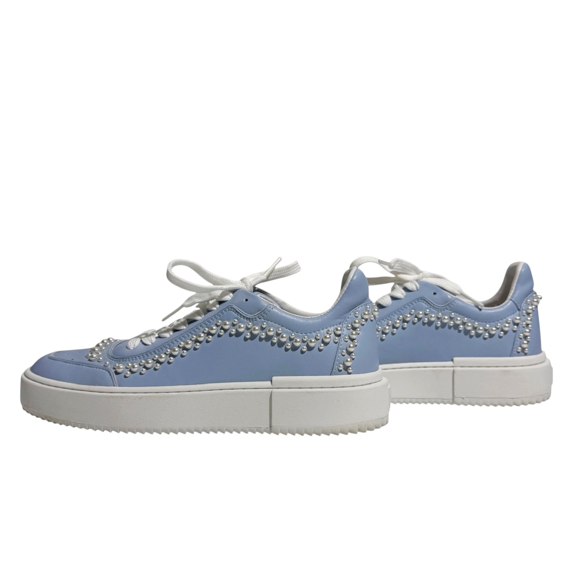 Stuart Weitzman Studded Pearls Leather Sneakers 37 - Image 4