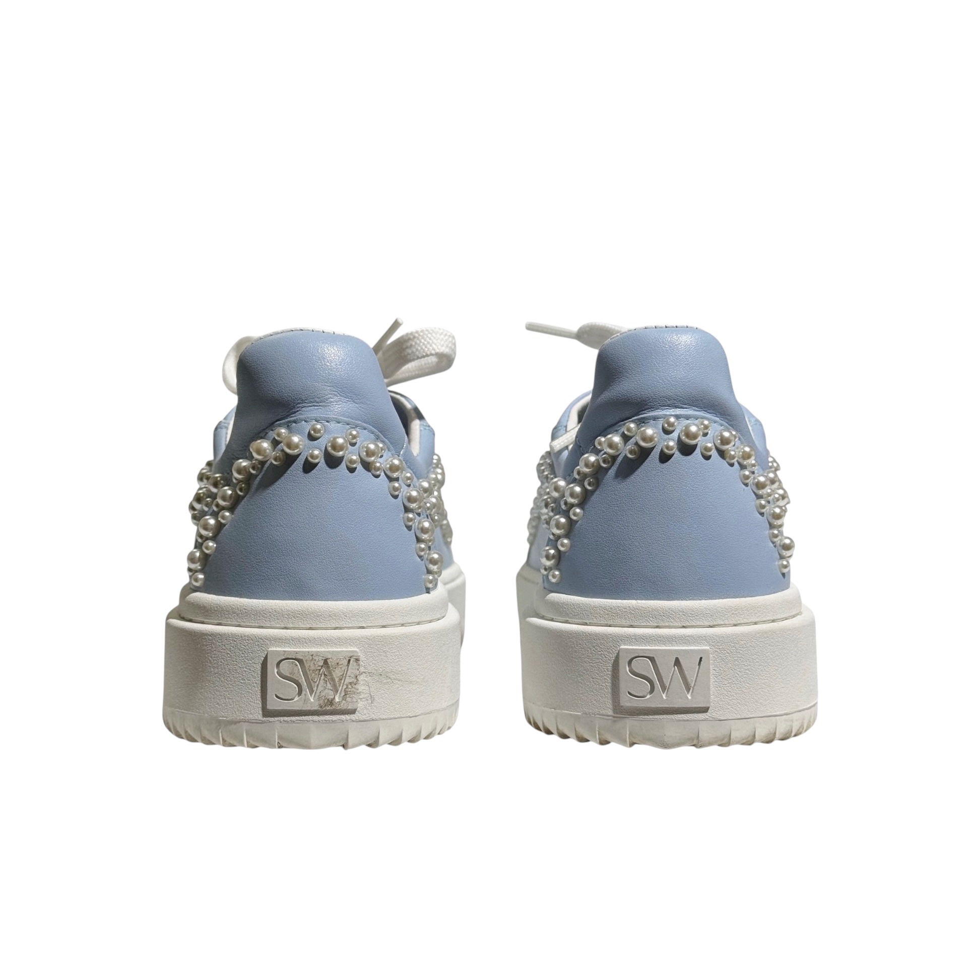 Stuart Weitzman Studded Pearls Leather Sneakers 37 - Image 5