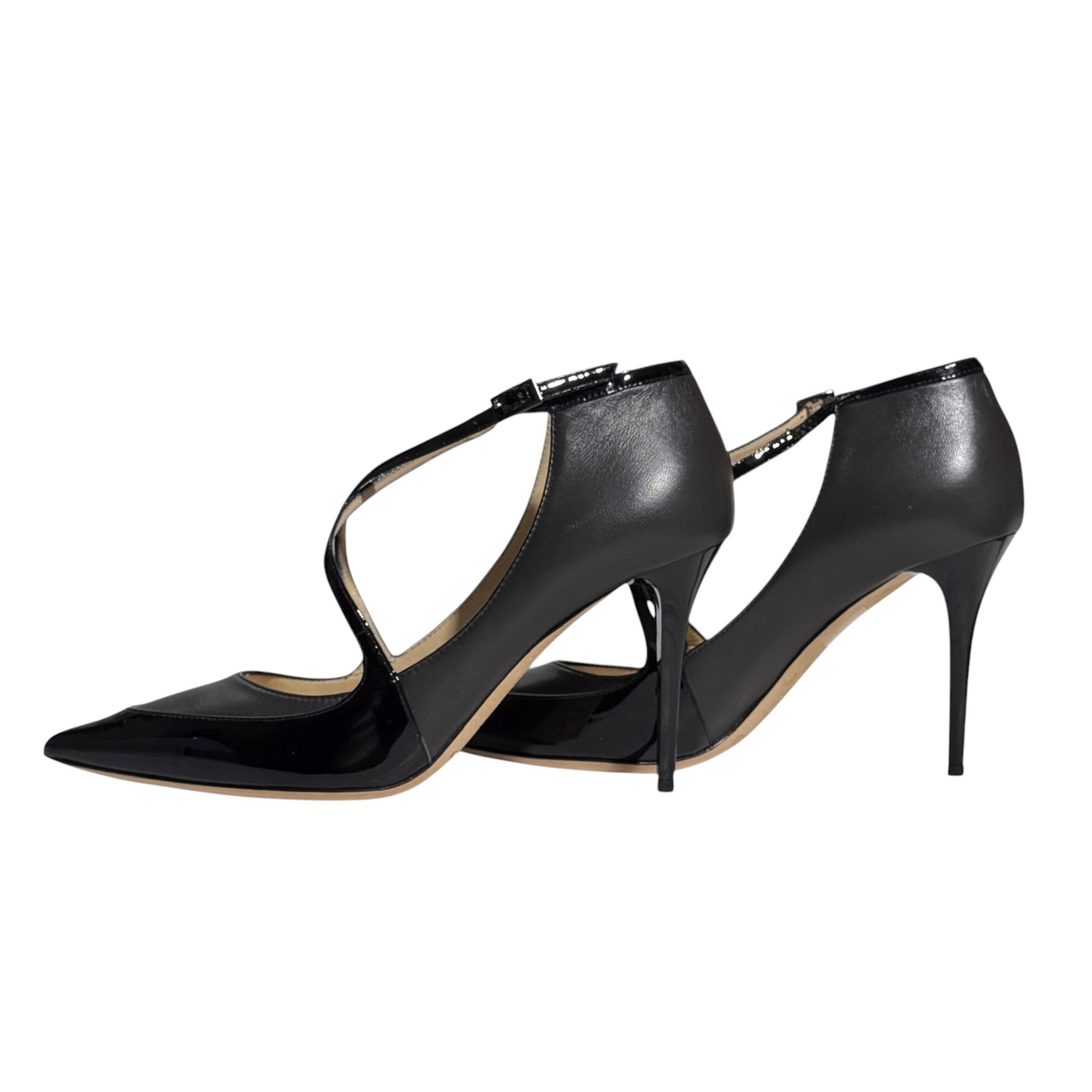 Jimmy Choo Madera Crisscross Leather Heels 38 - Image 4