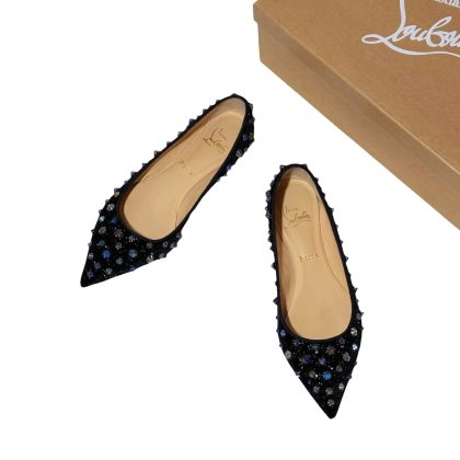 Christian Louboutin Gravitania Spike Velvet Flats 38.5