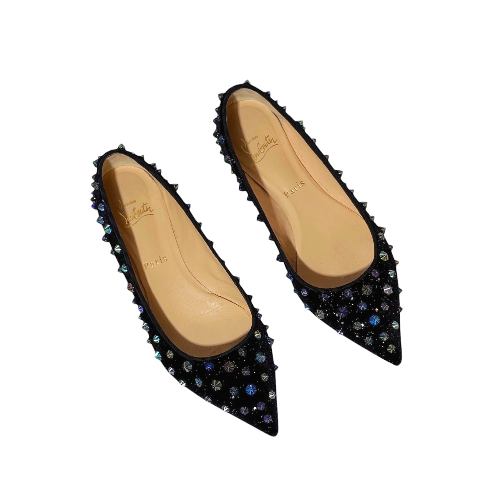 Christian Louboutin Gravitania Spike Velvet Flats 38.5 - Image 2