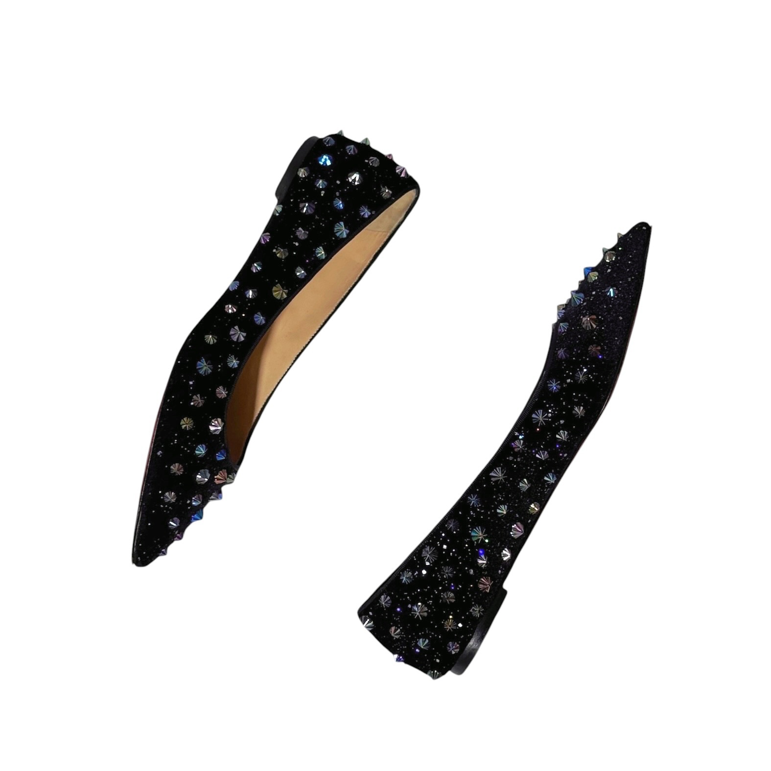 Christian Louboutin Gravitania Spike Velvet Flats 38.5 - Image 3