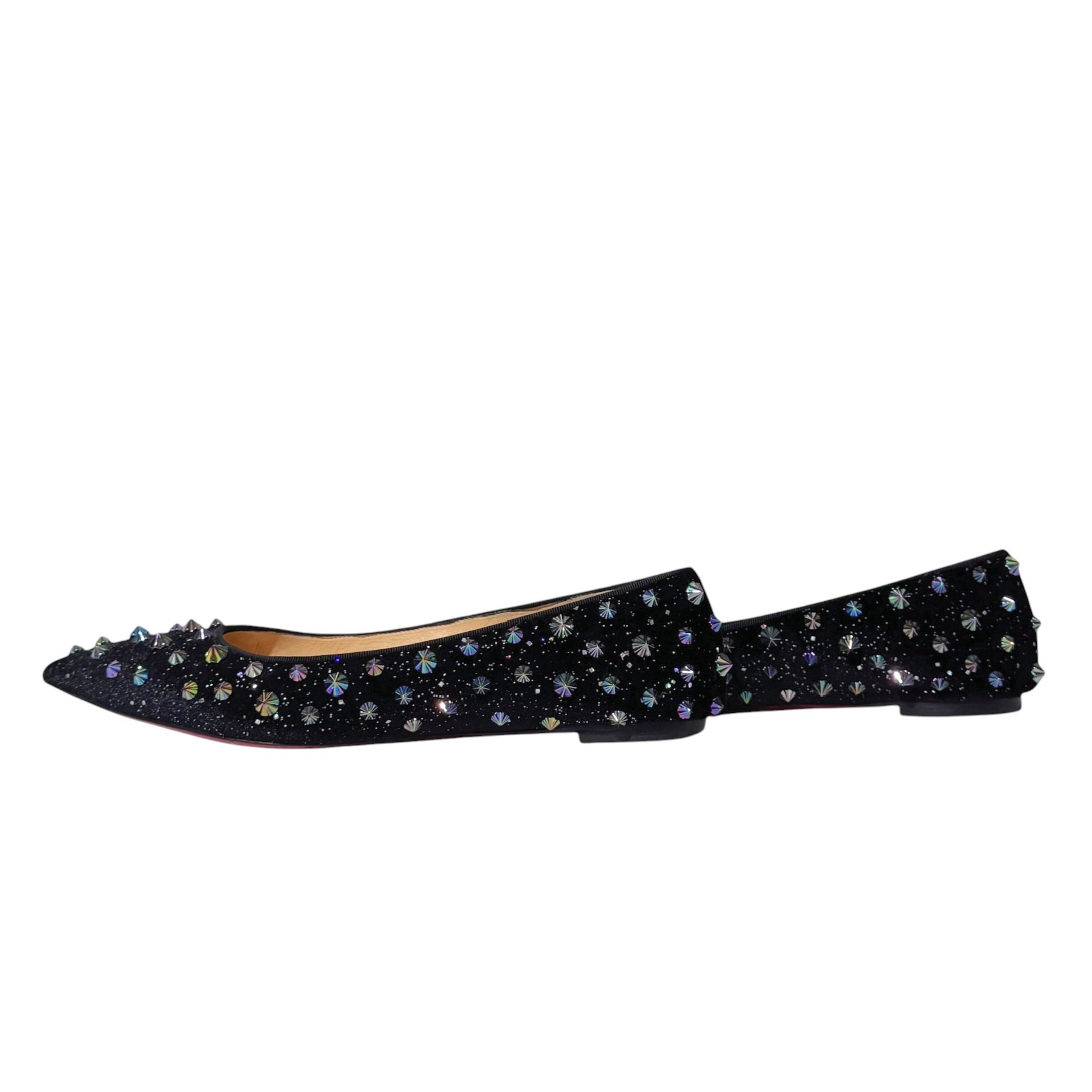 Christian Louboutin Gravitania Spike Velvet Flats 38.5 - Image 4
