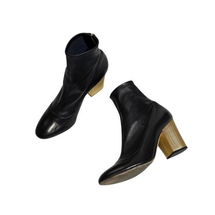 Sergio Rossi Block Heel Ankle Leather Boots 37