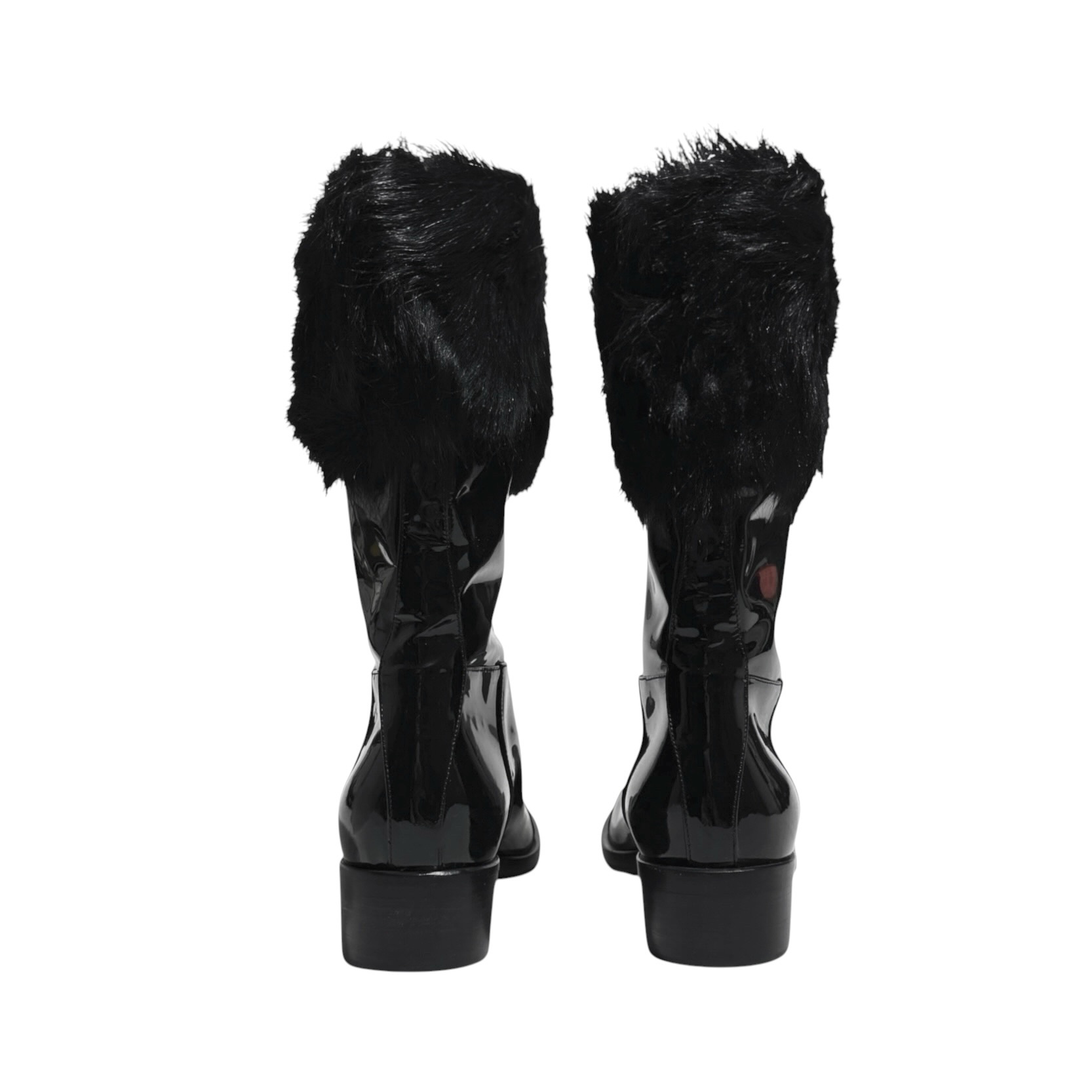 MiuMiu Patent Leather Faux Fur Trim Ankle Boots 36.5 - Image 5