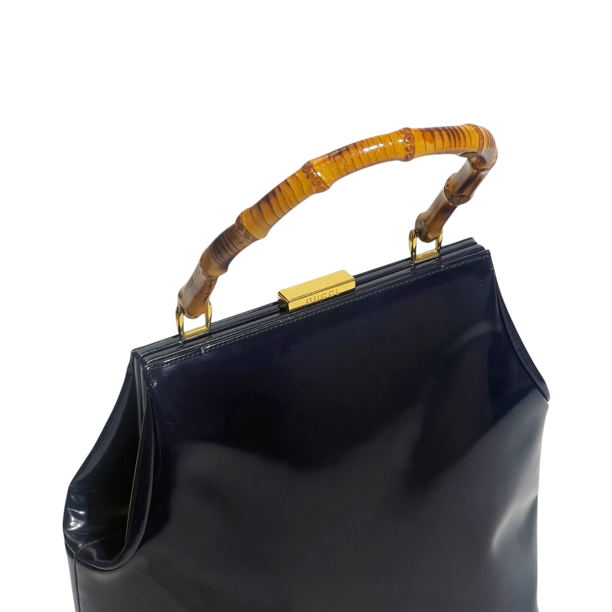 Gucci Bamboo Box Leather Frame Top Handle Bag - Image 8