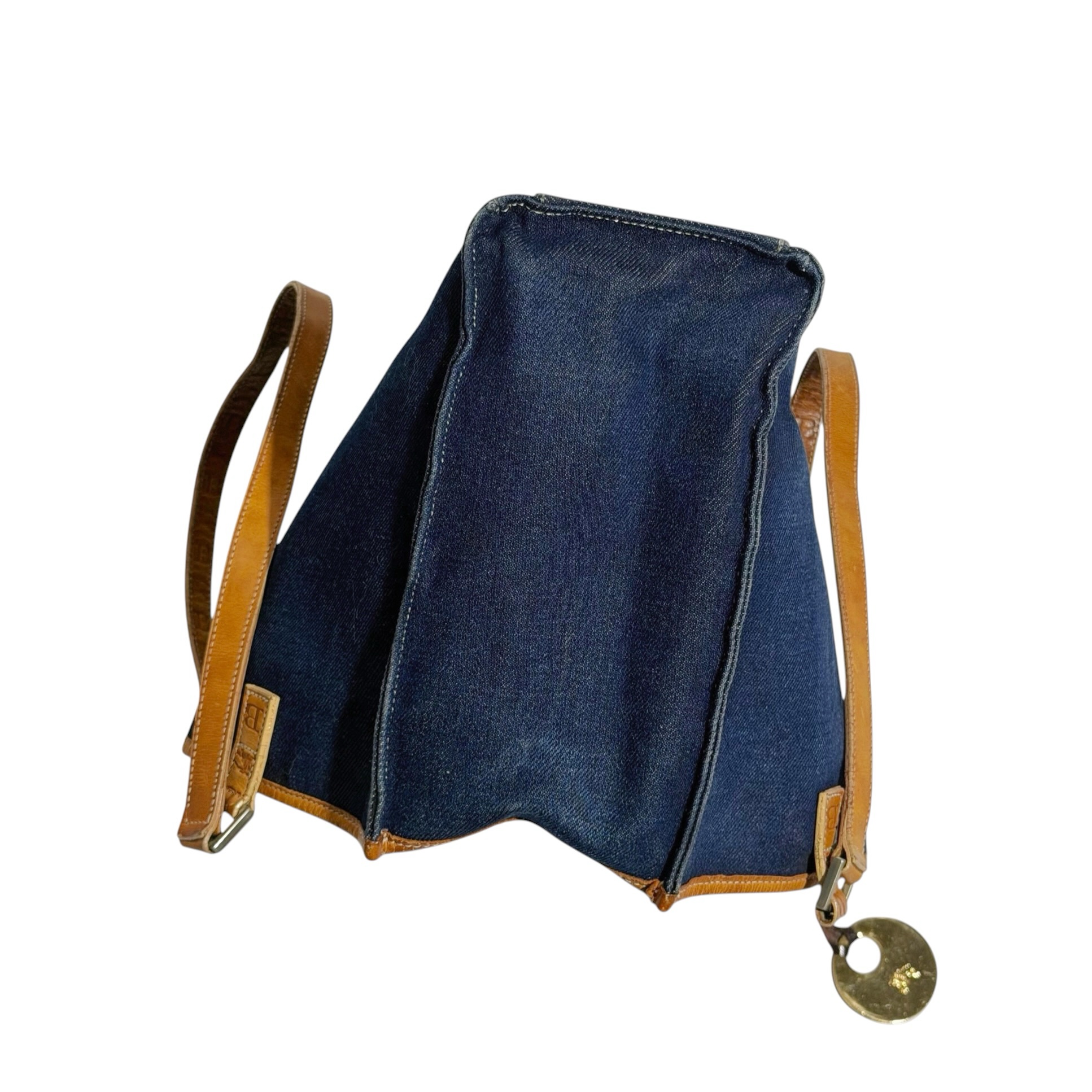 Burberry Leather Strap Denim Tote Bag - Image 4