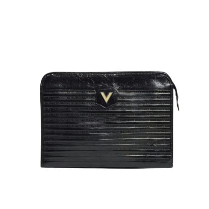 Valentino V mark Leather Clutch