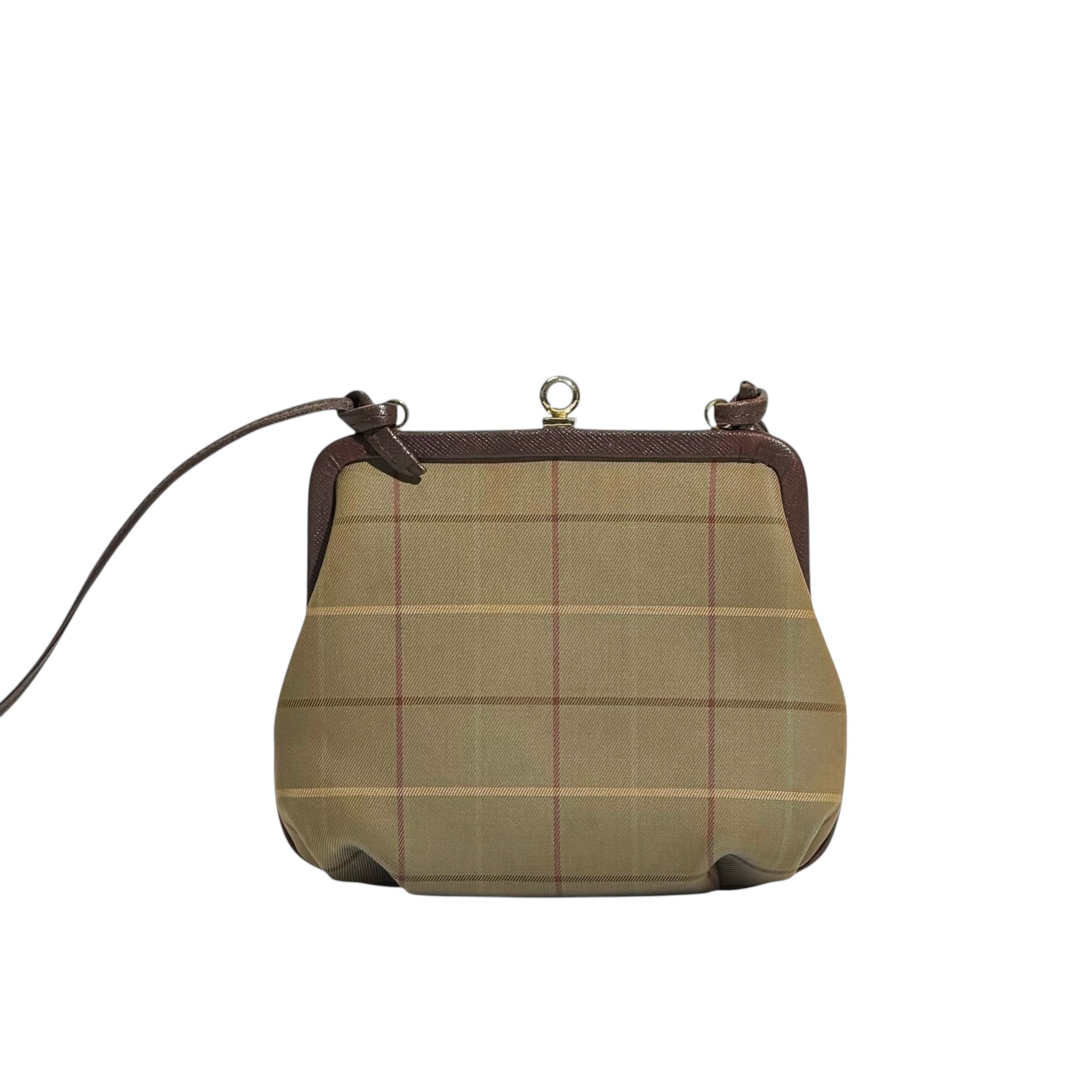 Burberry Vintage Check Leather Strap Kiss Lock Bag - Image 2
