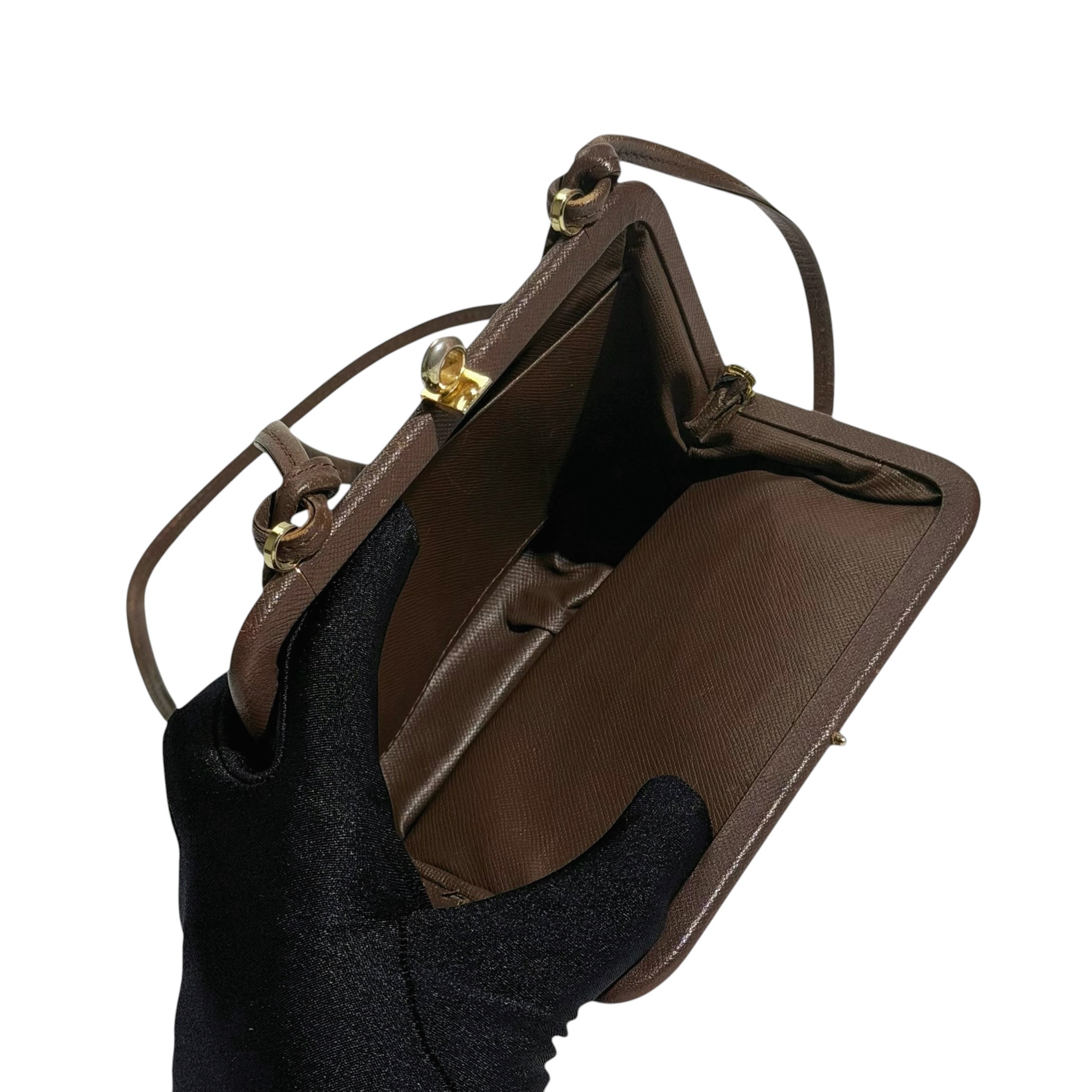 Burberry Vintage Check Leather Strap Kiss Lock Bag - Image 9