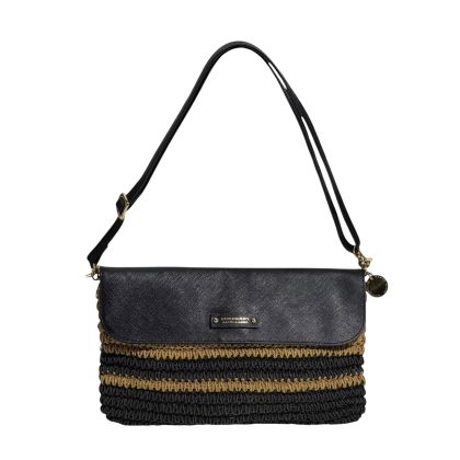 Burberry Striped Woven Leather Strap Shoulder Bag