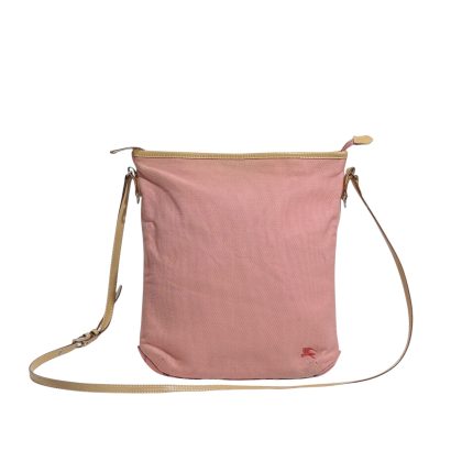 Burberry Leather Strap Canvas Crossbody Bag