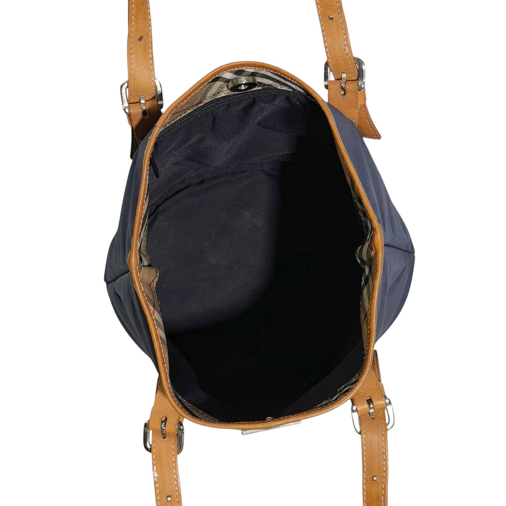 Burberry Leather Strap Nylon Tote Bag - Image 9