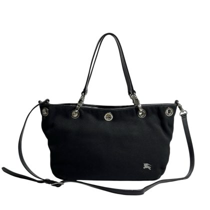 Burberry Leather Strap Canvas Two Way Bag