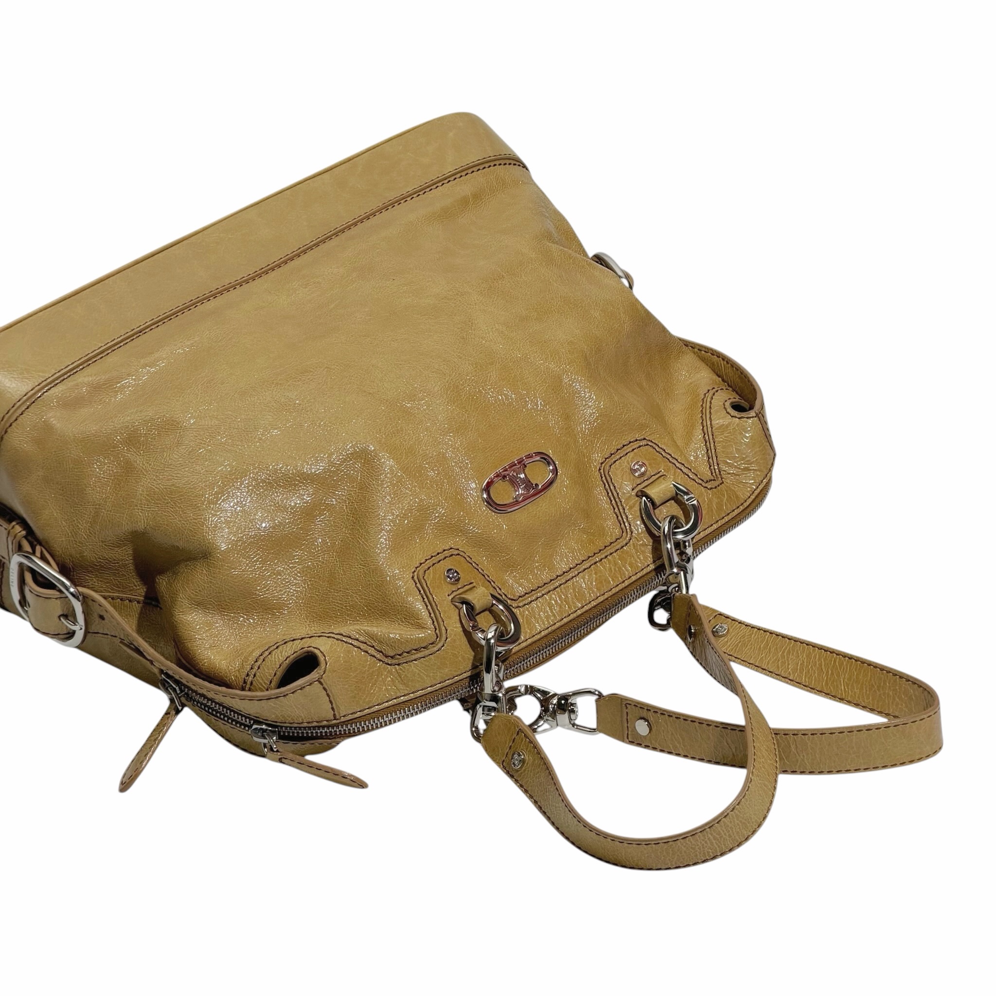 Celine Crinkled Patent Leather Handbag - Image 7