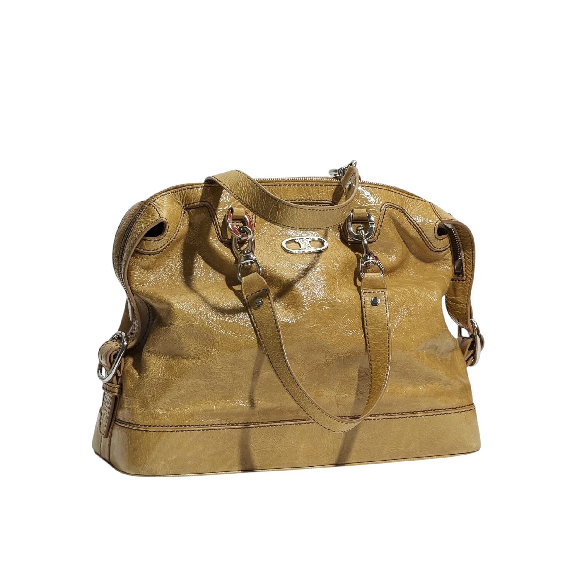Celine Crinkled Patent Leather Handbag - Image 8
