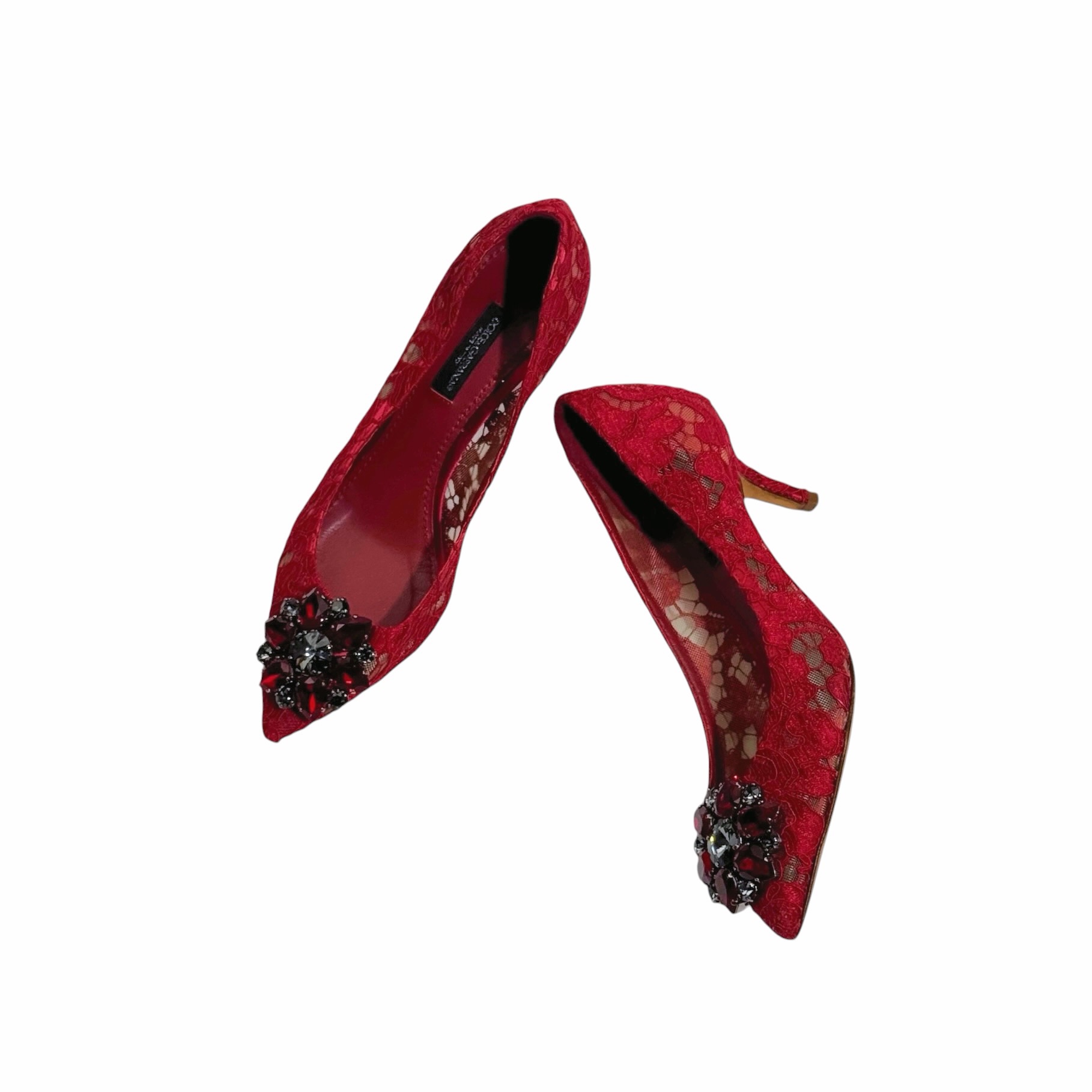 Dolce&Gabbana Bellucci Brooch Rainbow Lace Pumps 35