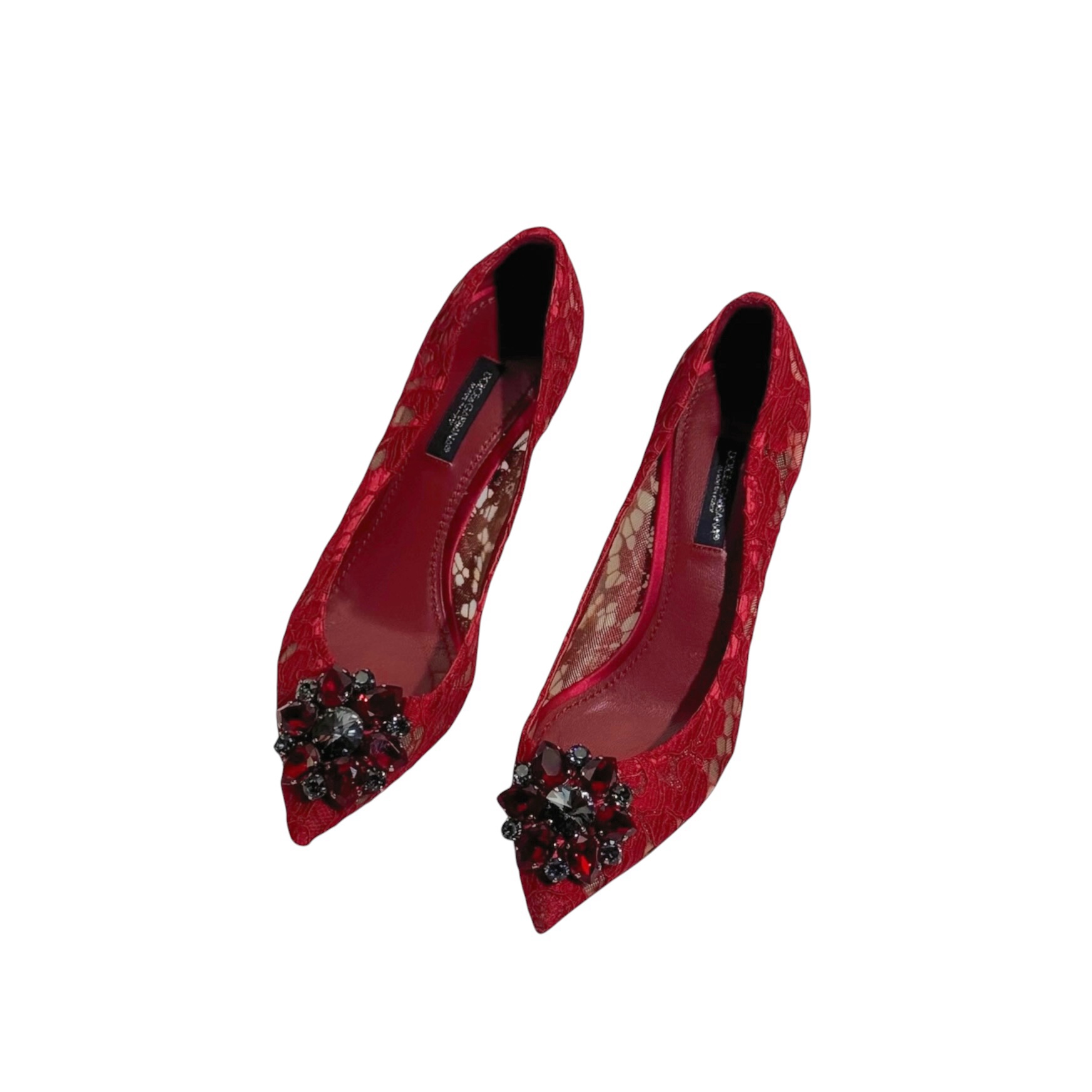 Dolce&Gabbana Bellucci Brooch Rainbow Lace Pumps 35 - Image 2