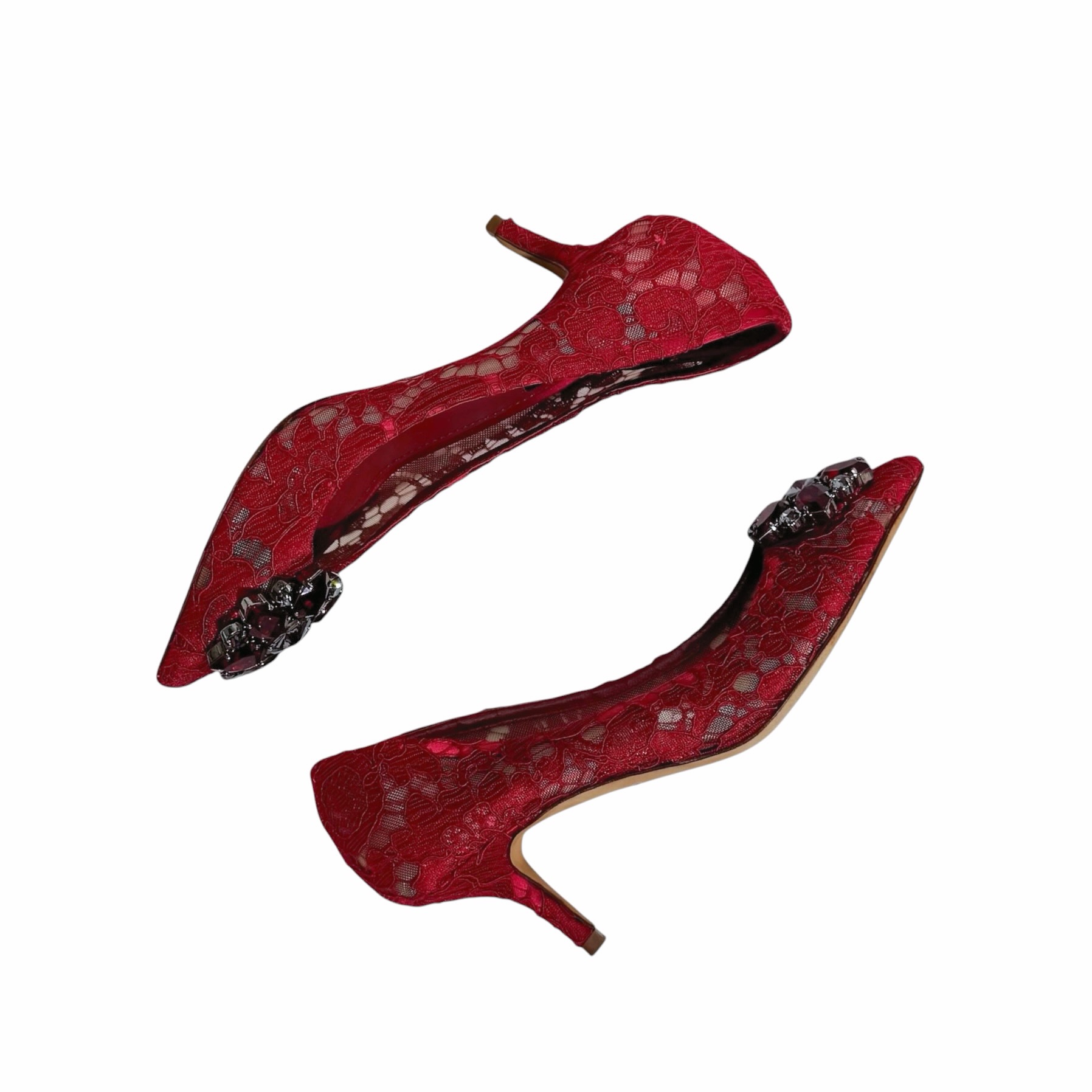 Dolce&Gabbana Bellucci Brooch Rainbow Lace Pumps 35 - Image 3