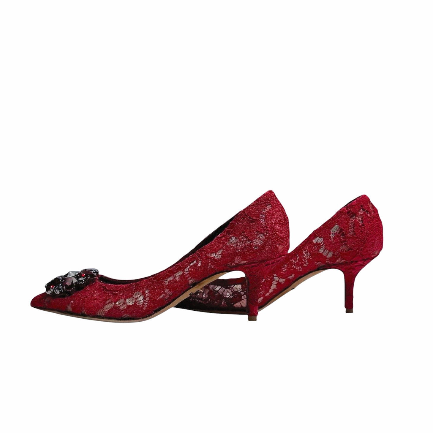 Dolce&Gabbana Bellucci Brooch Rainbow Lace Pumps 35 - Image 4