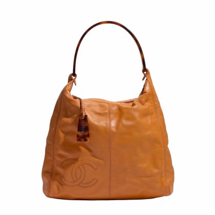 Chanel Lambskin CC Logo Tortoise Handle Hobo Bag 1997-1999s