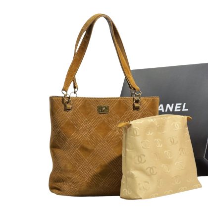 Chanel Suede Quilted CC Tote Bag 1989-1991s